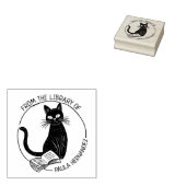 Aangepaste Ronde Bibliotheek Kat Ex-Libris Rubberstempel (Gestempeld)