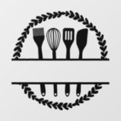 Aangepaste Ronde Blad Keuken Gespleten Frame Raamsticker (Vel)