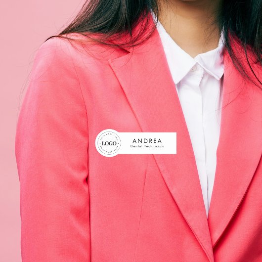 Aangepaste ronde cirkel Logo zwart, wit gebitsmede Naamplaatje