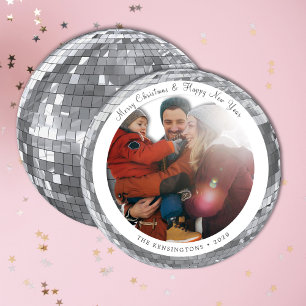 Aangepaste Ronde Discobal Familie Kerst Kaart