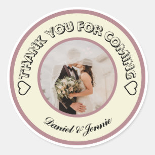 Aangepaste Ronde Foto Bedankt Beige Roze Sticker