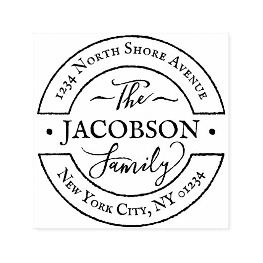 Aangepaste Ronde Hand Lettered Script Family Monog Zelfinktende Stempel (Design)