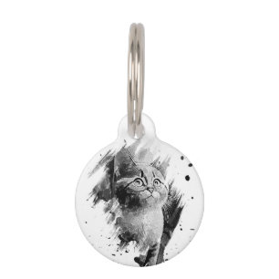 Aangepaste Ronde Zwart & Wit Schilderen Pet ID Tag Huisdierpenning