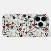 Aangepaste rood, blauw, en wit geborduurde bloemig Case-Mate iPhone case (Achterkant (horizontaal))