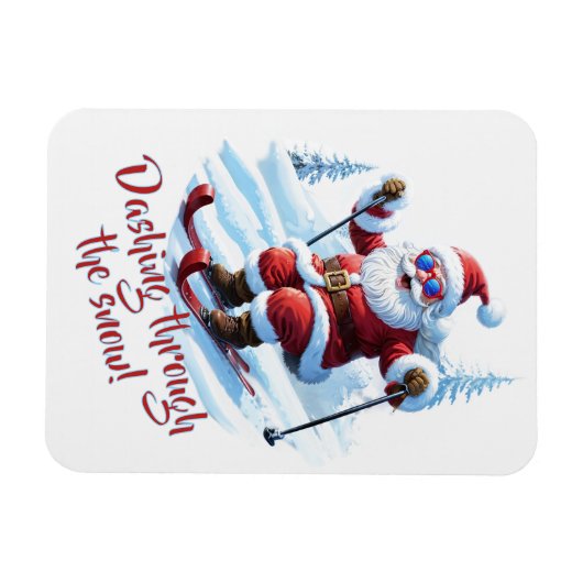 Aangepaste Rood en Wit Funny Santa Schattigee Kers Magneet (Horizontaal)