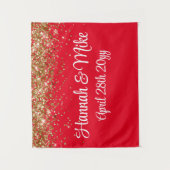 Aangepaste Rood Goud Huwelijk Achtergrond Foto Boo Wandkleed (Voorkant)