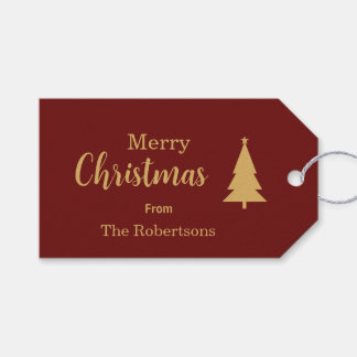 Aangepaste rood & goud Vrolijk Kerstfeest Cadeaulabel