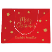 Aangepaste rood & goud Vrolijk Kerstfeest Groot Cadeauzakje (Voorkant)