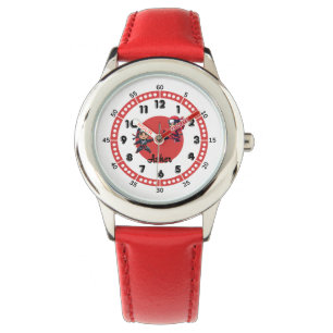 Aangepaste Rood & Zwart Ninja Buddies Jongens Lere Horloge