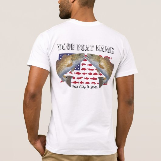 Aangepaste roodbaars bootnaam Shirt (Achterkant)