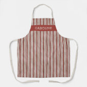 Aangepaste  roodroodrozijnen voor linen Stripes Schort (Voorkant)