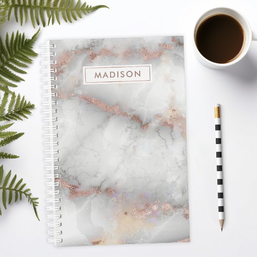 Aangepaste roos Gold Grey Marble Planner