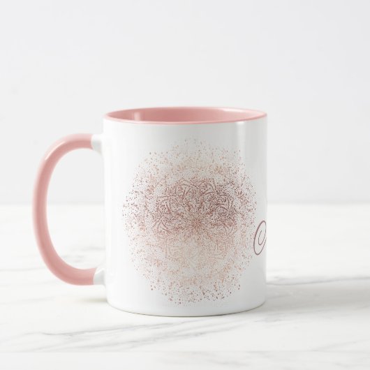 Aangepaste Roos Gold Snowflake-kerstkoffie Mok (Links)