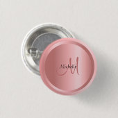 Aangepaste Rosegold Mono gram Elegant Sjabloon Ronde Button 3,2 Cm (Voorkant /achterkant)