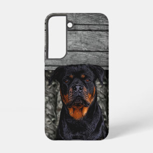 Aangepaste Rottweiler naam hond Camo Rustiek huisd Samsung Galaxy Hoesje