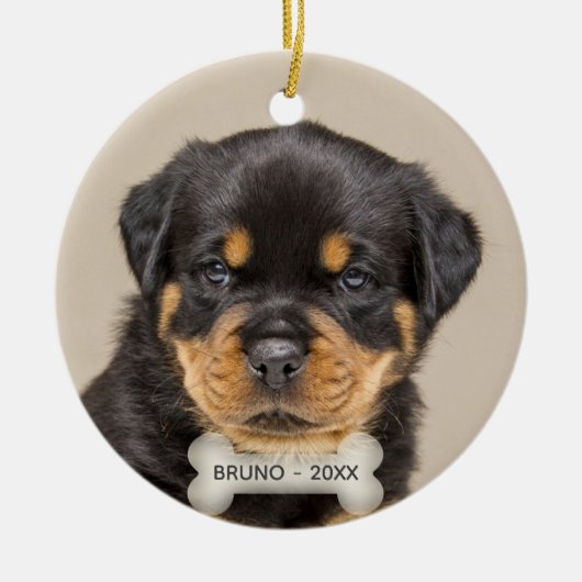 Aangepaste Rottweiler Puppy Dog Foto Keramisch Ornament (Voorkant)