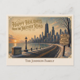 Aangepaste Route 66 Chicago Familie Feestgroet Briefkaart