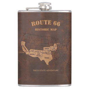 Aangepaste Route 66 Eeuwfeest Kaart Reizen Heupfles