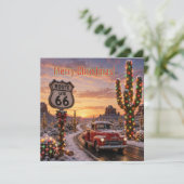 Aangepaste Route 66 Kerst Rode Pickup Cactus Licht (Staand voorkant)