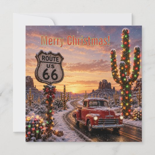 Aangepaste Route 66 Kerst Rode Pickup Cactus Licht (Voorkant)