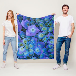 Aangepaste Royal Blue Bloem Afbeelding diepte van Fleece Deken
