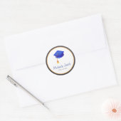 Aangepaste Royal Blue Graduation Cap Ronde Sticker (Envelop)