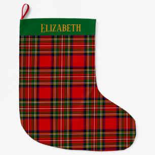 Aangepaste Royal Stewart Clan Tartan Plaid Naam Grote Kerstsok
