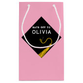 Aangepaste roze Afstuderen Gemiddelde Gift Bag Klein Cadeauzakje (Achterkant)