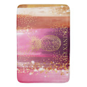 Aangepaste roze anananas Glitter Badmat (Voorkant Verticaal)