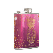 Aangepaste roze anananas Glitter Heupfles (Rechts)