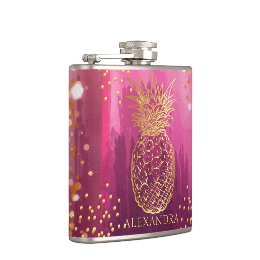 Aangepaste roze anananas Glitter Heupfles (Rechts)