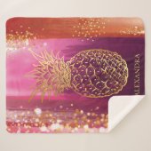 Aangepaste roze anananas Glitter Sherpa Deken (Voorkant (horizontaal))
