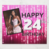 Aangepaste Roze Any Age Sparkles Foto Verjaardag Sparkling Wijnetiket (Enkel label)