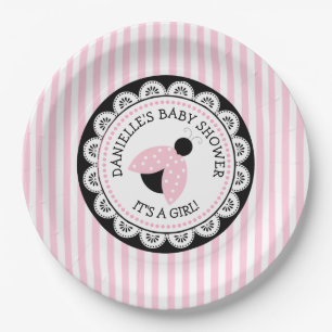 Aangepaste roze Baby shower papieren Borden Papieren Bordje