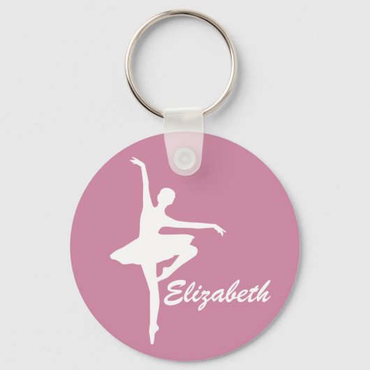 Aangepaste roze ballerina sleutelhanger (Voorkant)