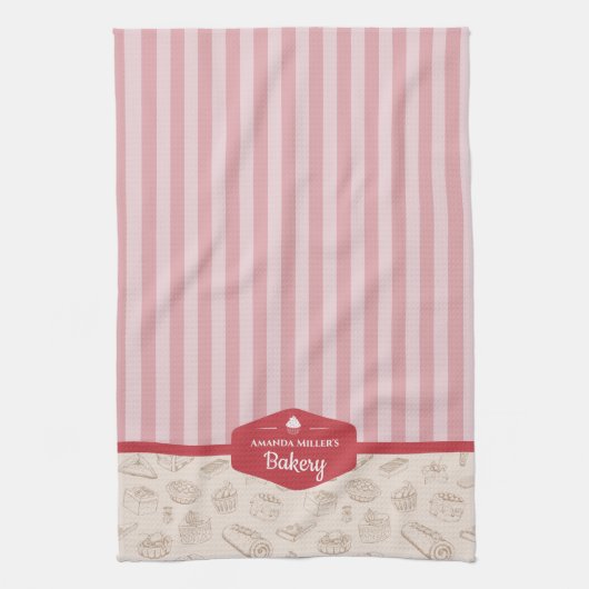 Aangepaste roze bandenbakkerij keukengooi theedoek (Verticaal)