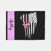 Aangepaste roze bewustwording Amerikaanse vlag Fleece Deken (Voorkant (Horizontaal))