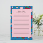 Aangepaste roze blauwe aardbei briefpapier (Staand voorkant)