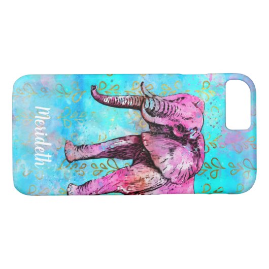 Aangepaste roze blauwe Waterverf Trendy Case-Mate iPhone Case (Achterkant (Horizontaal))