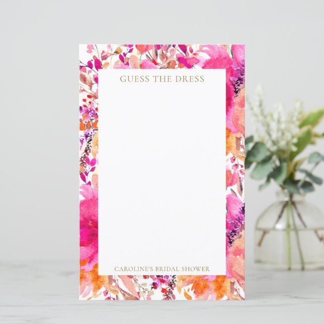 Aangepaste roze bloemen raden de jurk bruids spel (Staand voorkant)