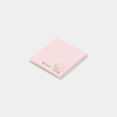 Aangepaste roze bloemige monogram post-it® notes (Schuin)