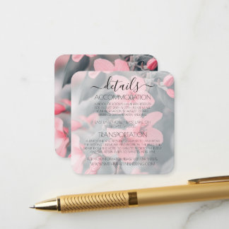Aangepaste Roze Bloesems Groene Bladeren Details Informatiekaartje