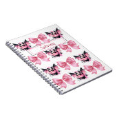 Aangepaste Roze Bogen & Vleermuizen Coquette Hallo Notitieboek (Rechterzijde)