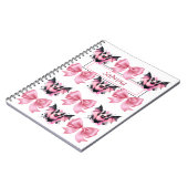 Aangepaste Roze Bogen & Vleermuizen Coquette Hallo Notitieboek (Linkerzijde)