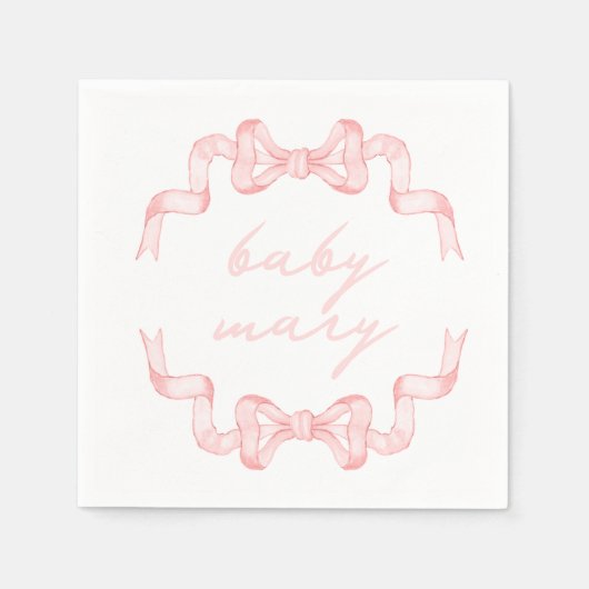 Aangepaste Roze Bow Baby shower servetten (Voorkant)