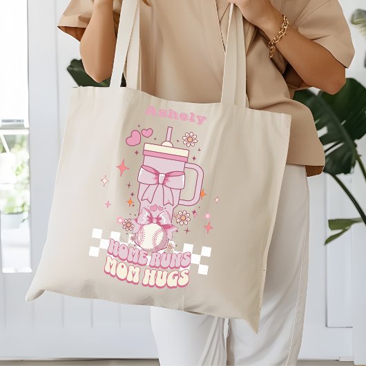 Aangepaste Roze Bow Baseball Tote Bag