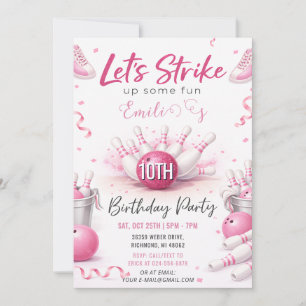 Aangepaste Roze bowling Verjaardag Kaart
