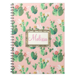Aangepaste roze cactus Blooms-laptop Notitieboek