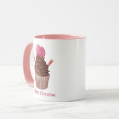 Aangepaste roze cupcake koffie Mok (Voorkant links)
