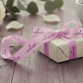 Aangepaste Roze cut en naai handtekening naam sati Lint